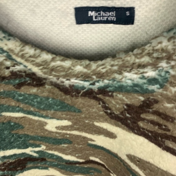 Michael Lauren Waldo Green Camouflage Drop Shoulder Oversize Pullover Top S NWT - Picture 4 of 6